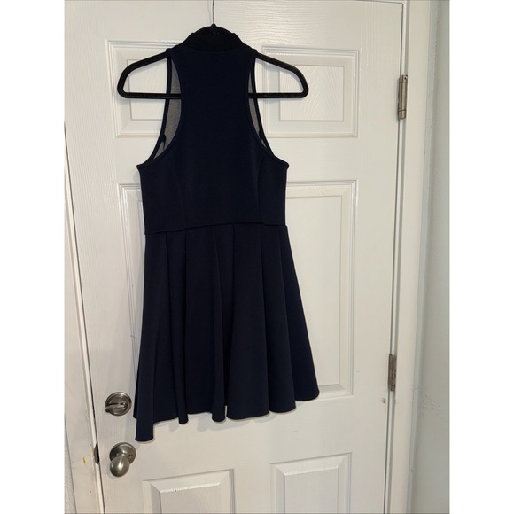 T by Alexander Wang Scuba Skater Mini Dress Navy Size M Halter Racerback Stretch - Picture 12 of 12